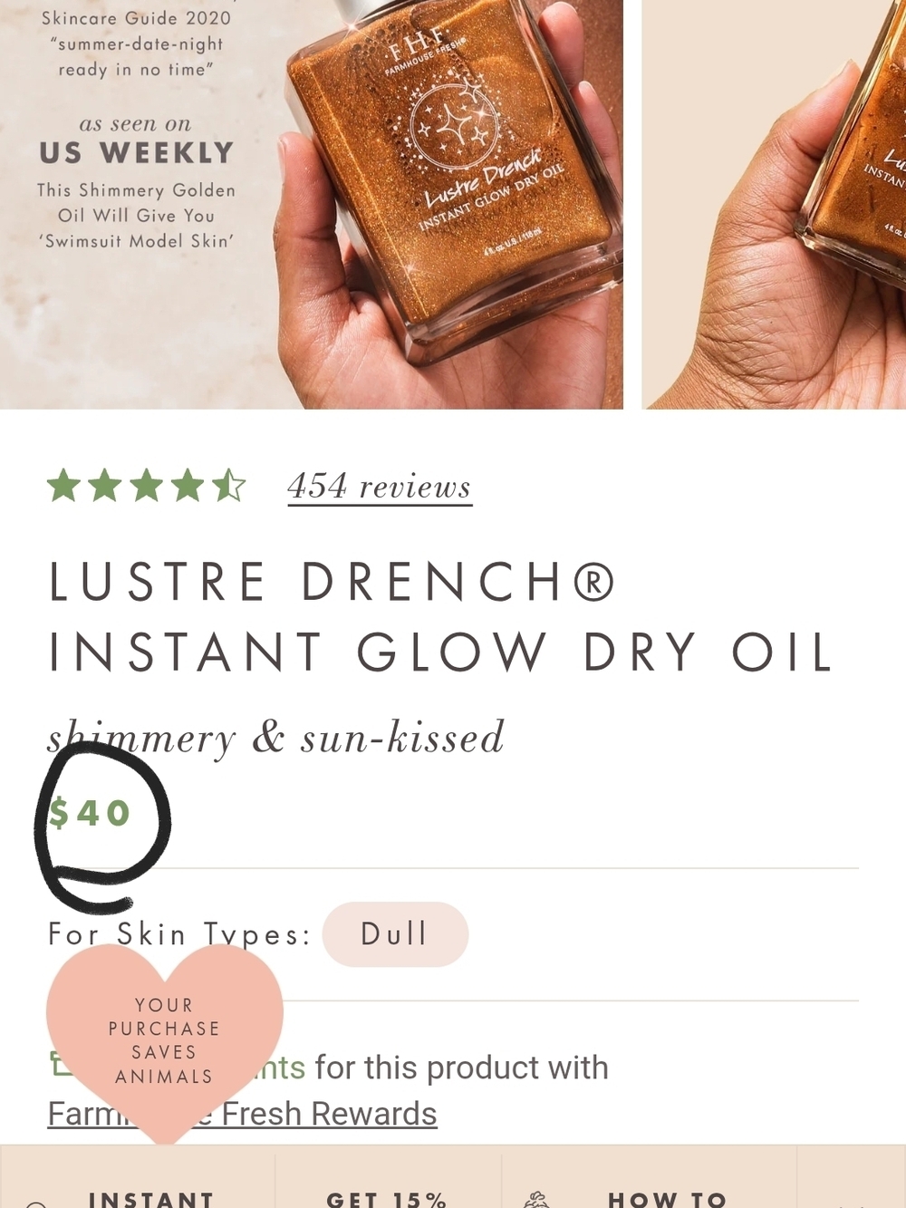 FHF FARMHOUSE FRESH FARMACY Lustre Drench Instant Glow Dry Oil - Shimmery Golden